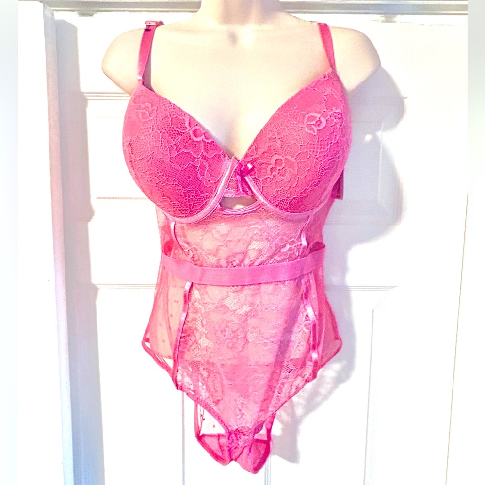 NWT French Affair pink bodysuit lingerie sexy XL 1X